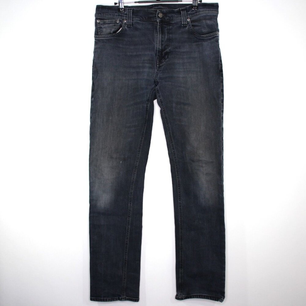 Nudie Jeans Mens 34 x 33 Thin Finn Black Gray Jeans K520